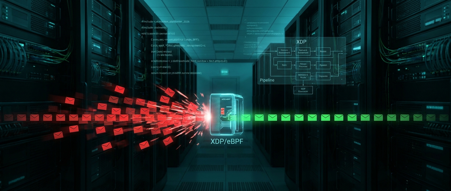 Illustration immersive du sujet : SYN flood XDP